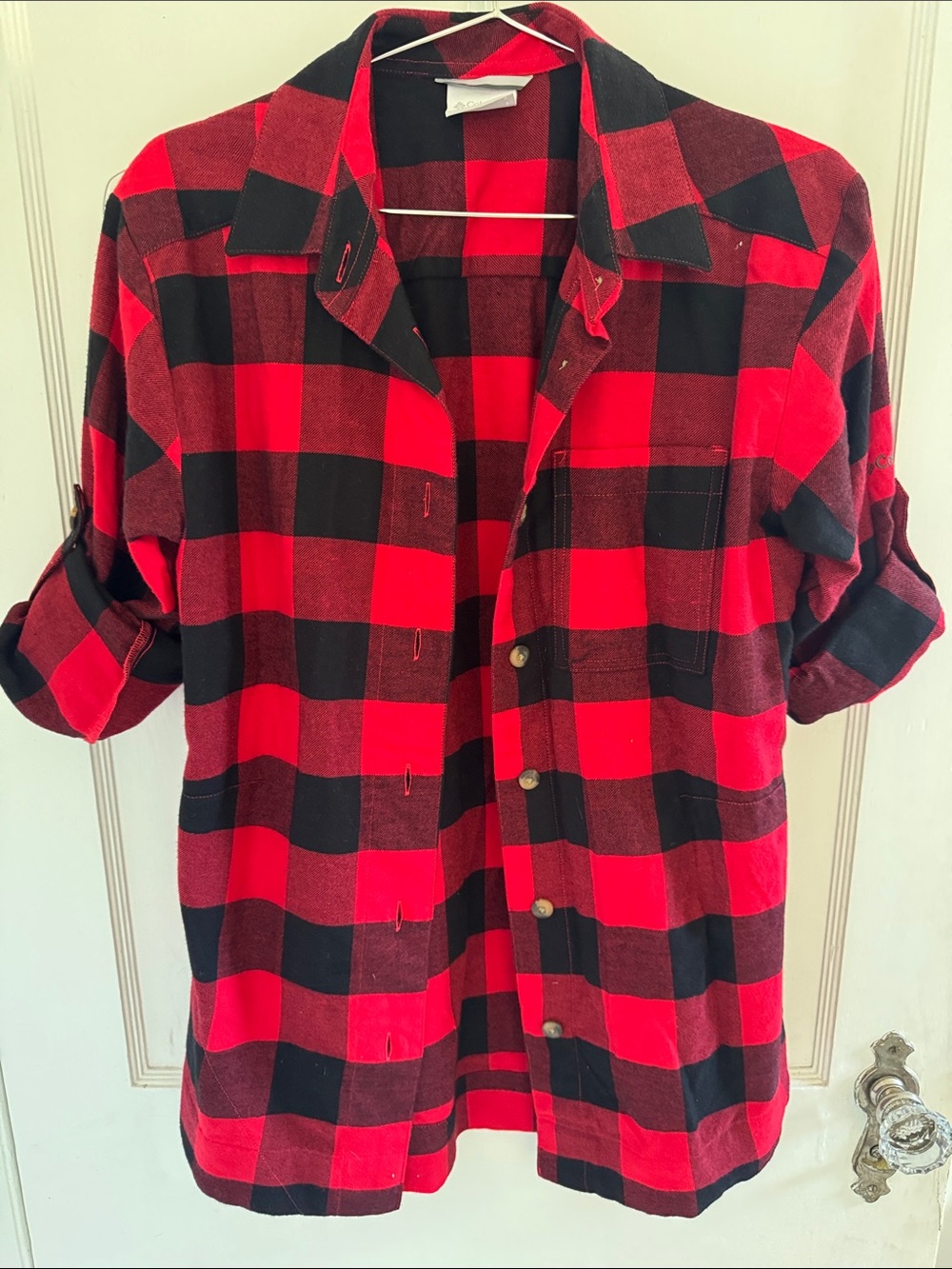 Columbia Red and Black Buffalo Plaid Button-Down Shirt